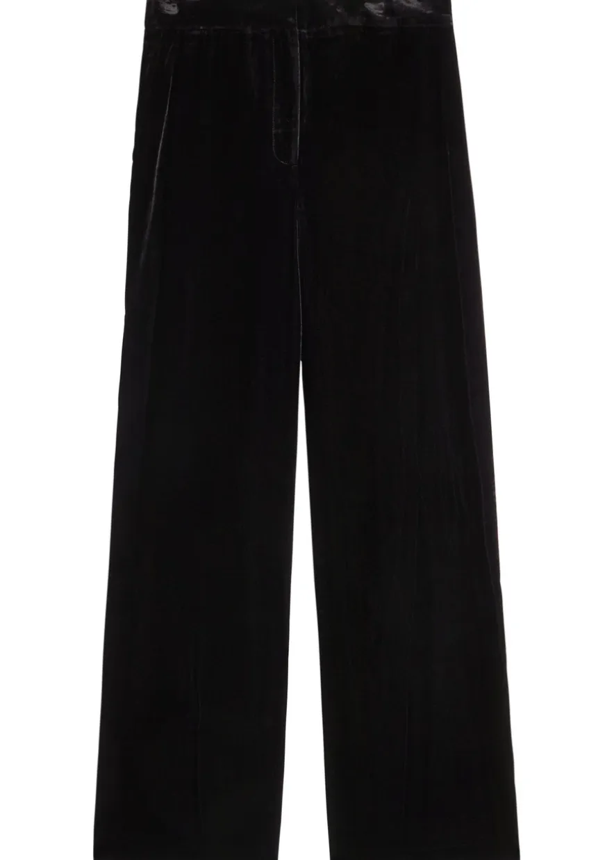 Alex wide-leg velour trousers