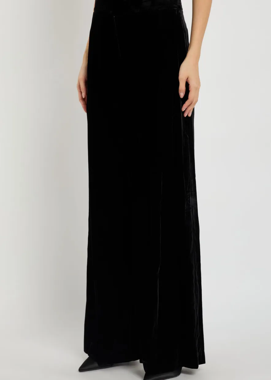 Alex wide-leg velour trousers