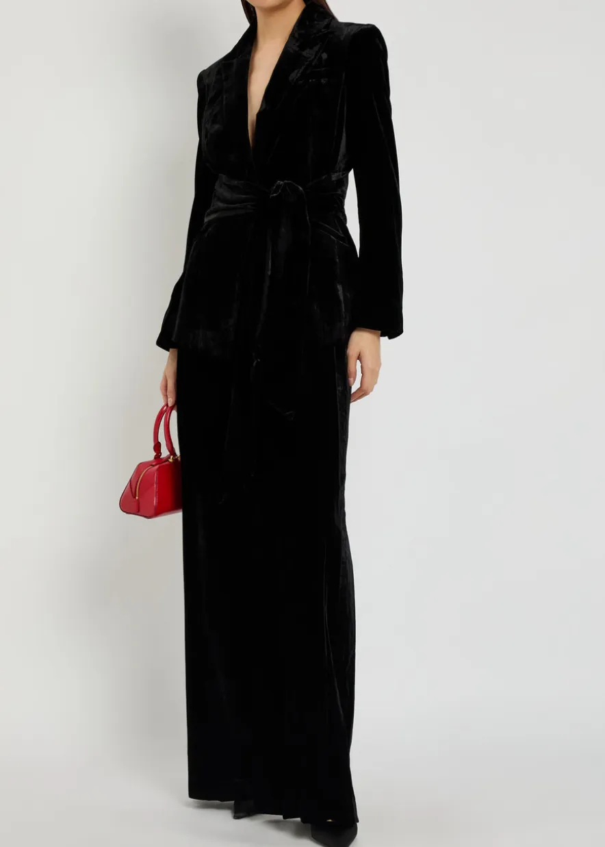 Alex wide-leg velour trousers