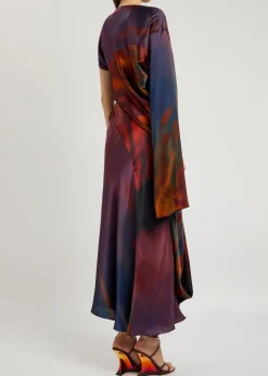 Alia draped silk-satin midi dress