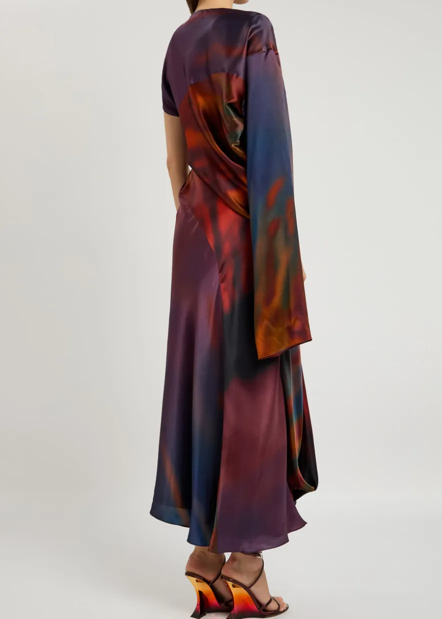 Alia draped silk-satin midi dress