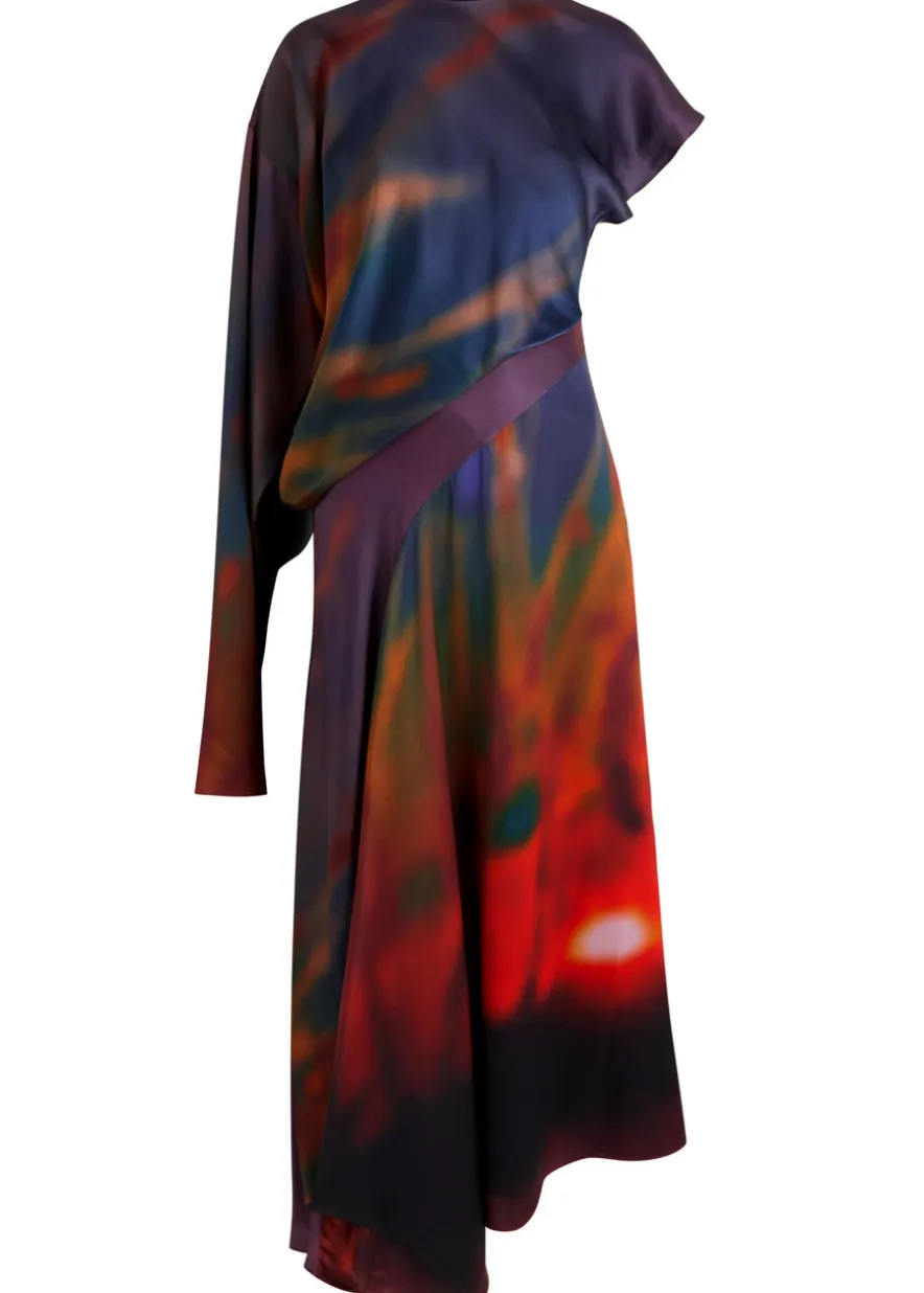 Alia draped silk-satin midi dress