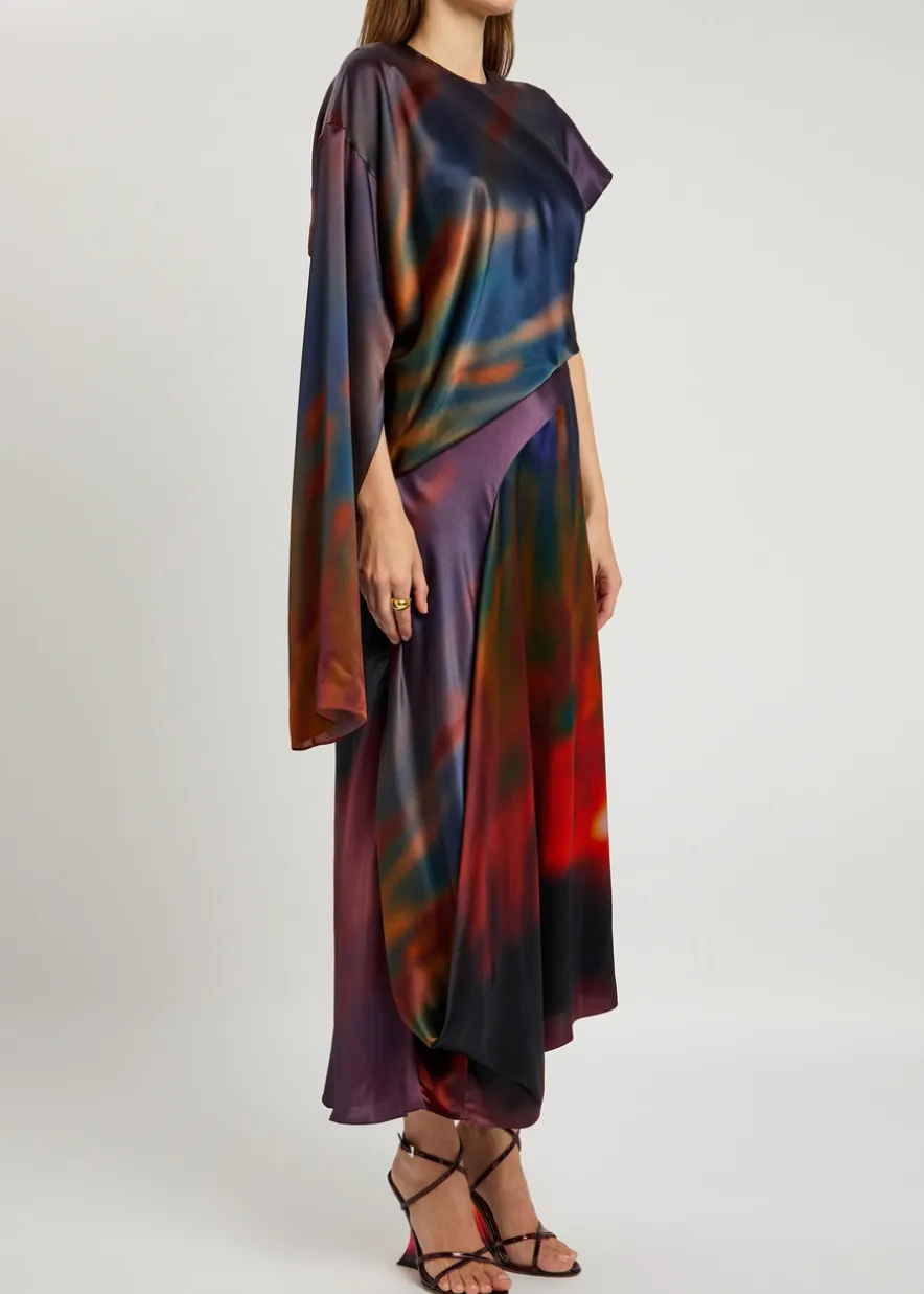 Alia draped silk-satin midi dress