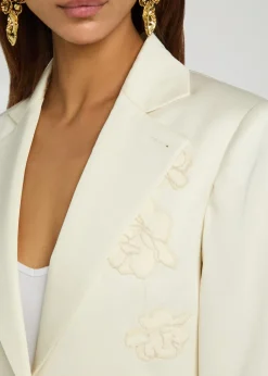 Alice rose-appliquéd woven blazer