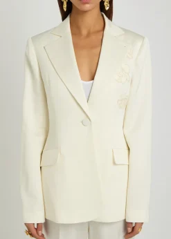 Alice rose-appliquéd woven blazer