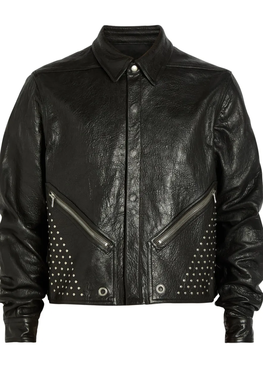 Alice studded grained leather jacket