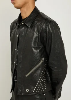 Alice studded grained leather jacket