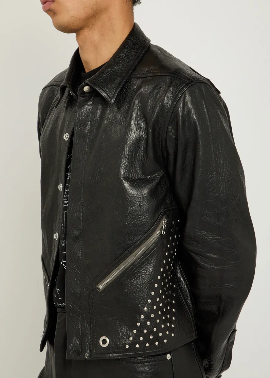 Alice studded grained leather jacket