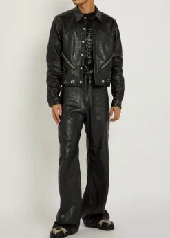 Alice studded grained leather jacket