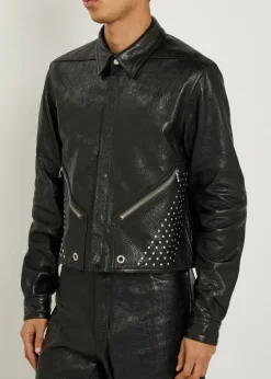 Alice studded grained leather jacket