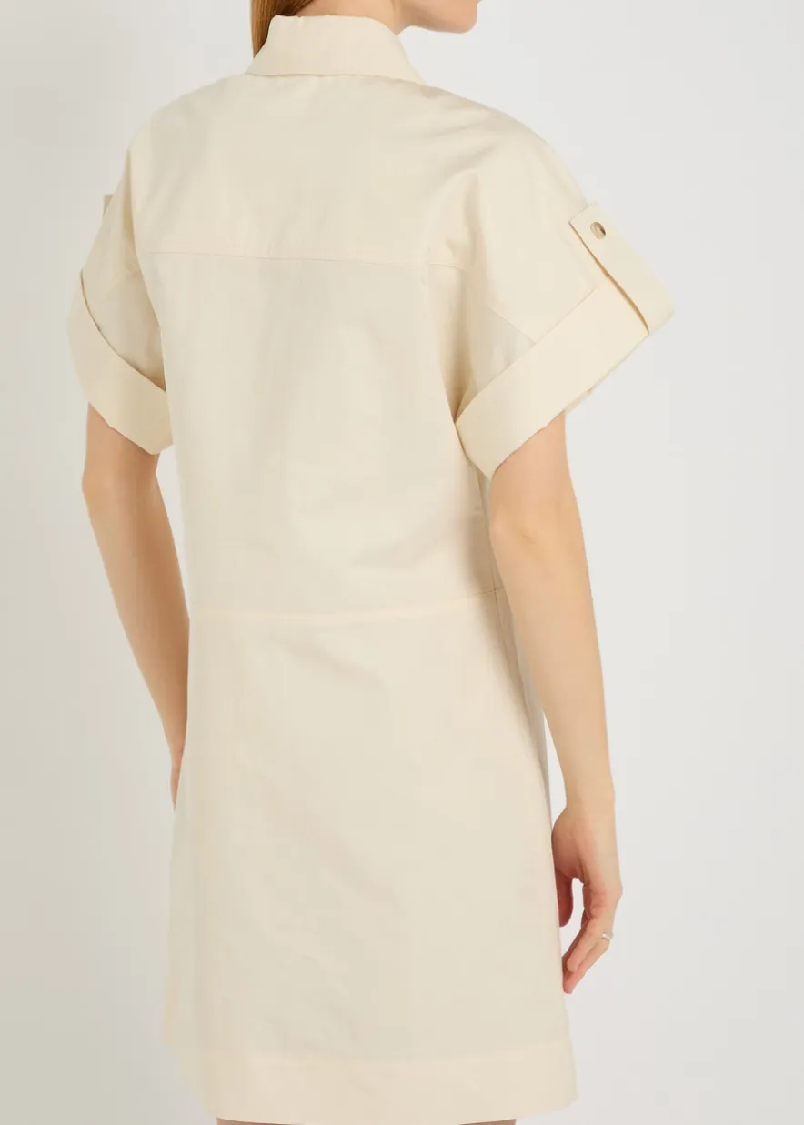 Ali cotton and linen-blend mini shirt dress
