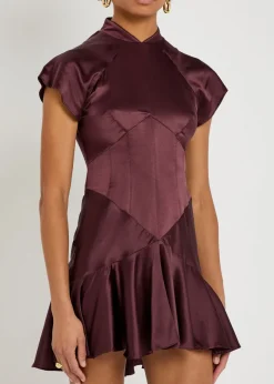 Alizee panelled silk-blend mini dress