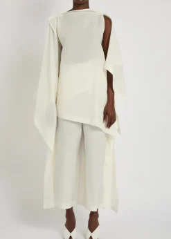 All Squares cape-effect asymmetric paper-blend top
