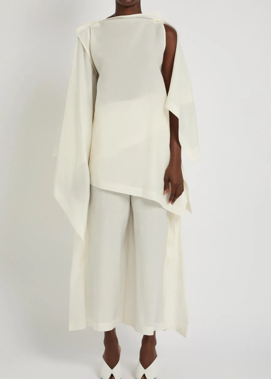 All Squares cape-effect asymmetric paper-blend top