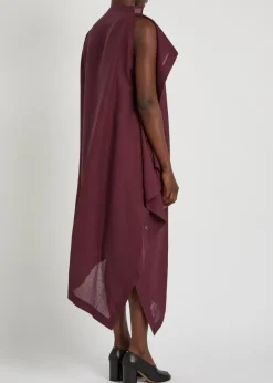 All Squares cape-effect asymmetric paper-blend midi dress