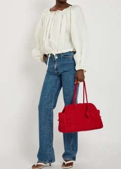 Ally gathered stretch-cotton poplin top