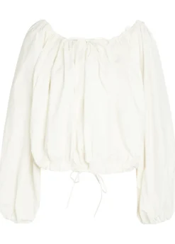 Ally gathered stretch-cotton poplin top