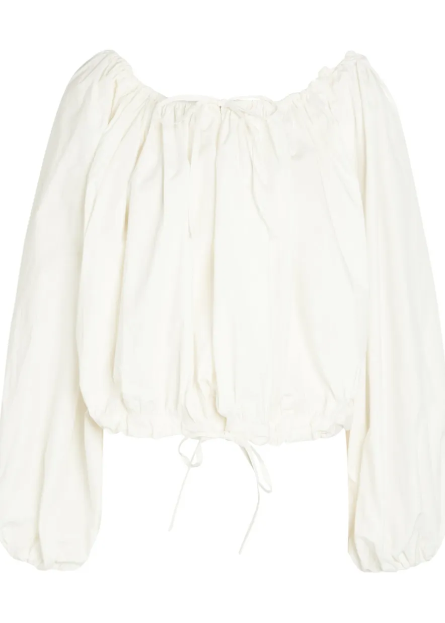 Ally gathered stretch-cotton poplin top