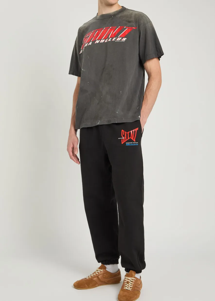 Alpha Nucleus printed distressed cotton T-shirt