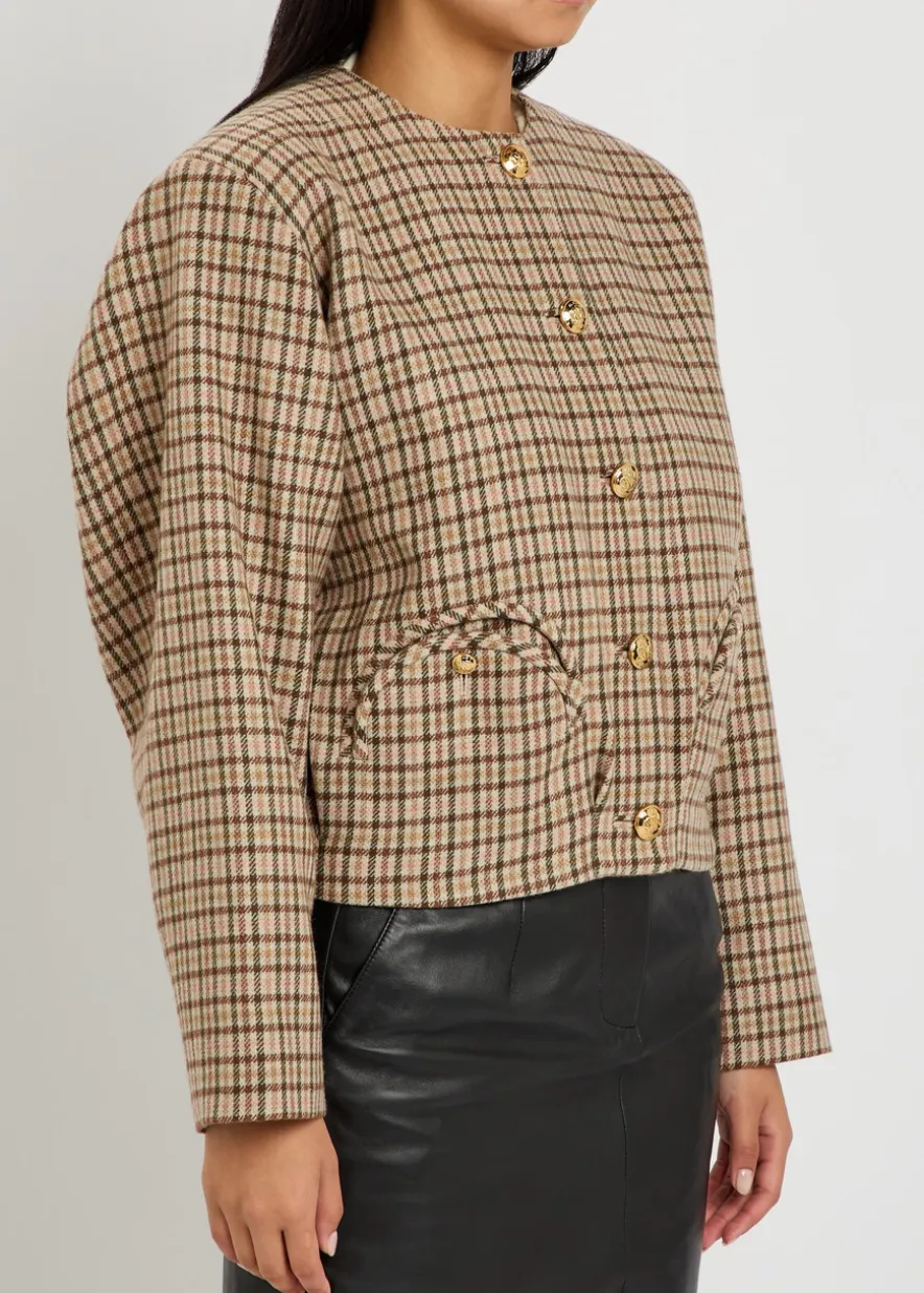 Altai checked wool and cashmere-blend jacket