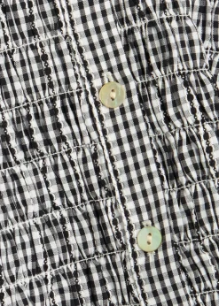 Alton smocked gingham cotton-poplin shirt