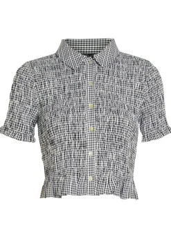 Alton smocked gingham cotton-poplin shirt