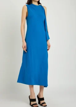 Aly cascading crepe midi dress