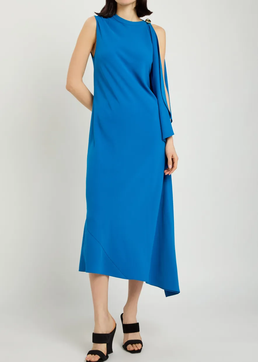 Aly cascading crepe midi dress