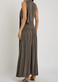 Alyve scarf-effect brushed jersey maxi dress