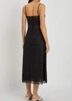 Amalina lace and linen midi dress