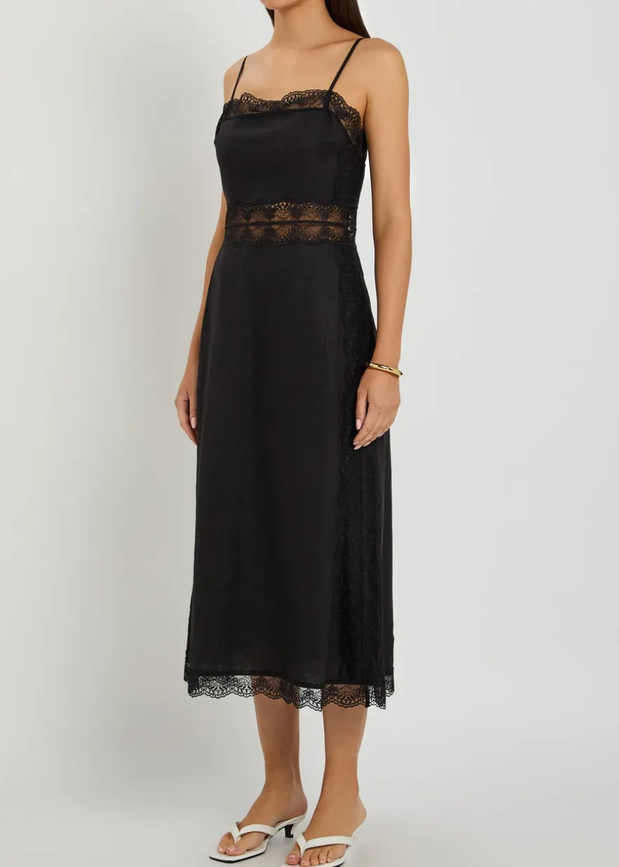 Amalina lace and linen midi dress