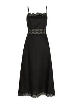 Amalina lace and linen midi dress