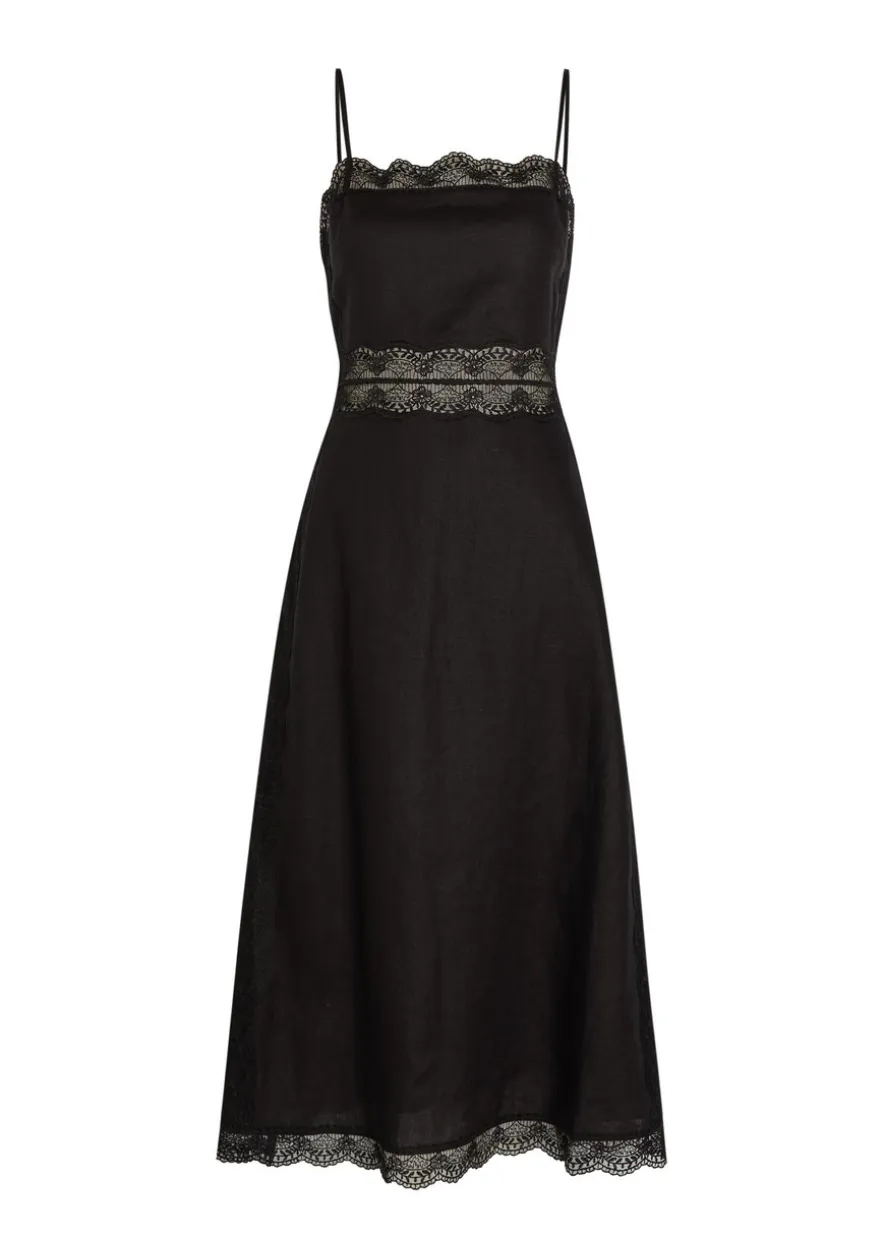 Amalina lace and linen midi dress