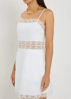 Amalina lace and linen mini dress