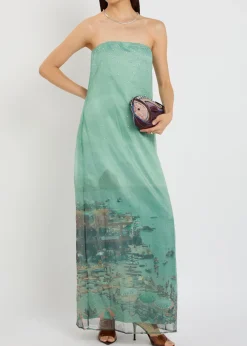 Amara printed embellished organza maxi dress