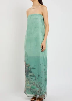 Amara printed embellished organza maxi dress