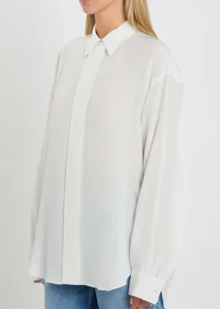 Amari draped-trim silk shirt