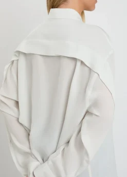 Amari draped-trim silk shirt