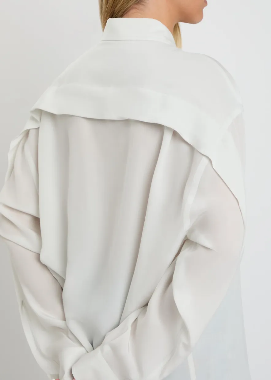 Amari draped-trim silk shirt