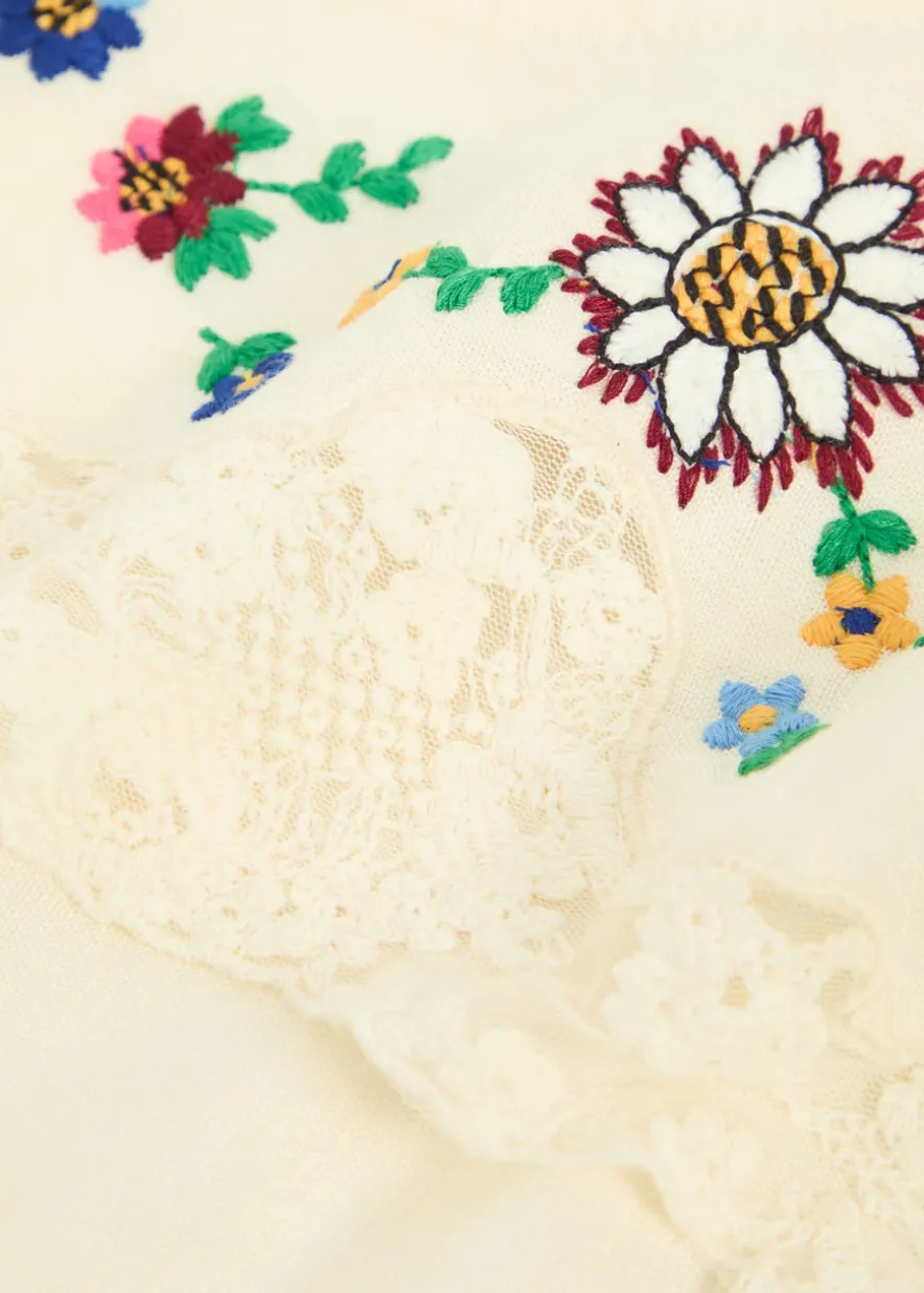 Amari embroidered linen-blend midi dress