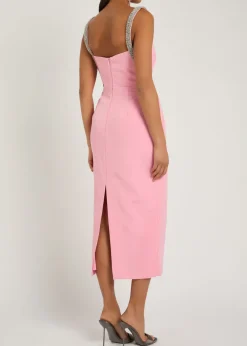 Amaro crystal-embellished satin midi dress