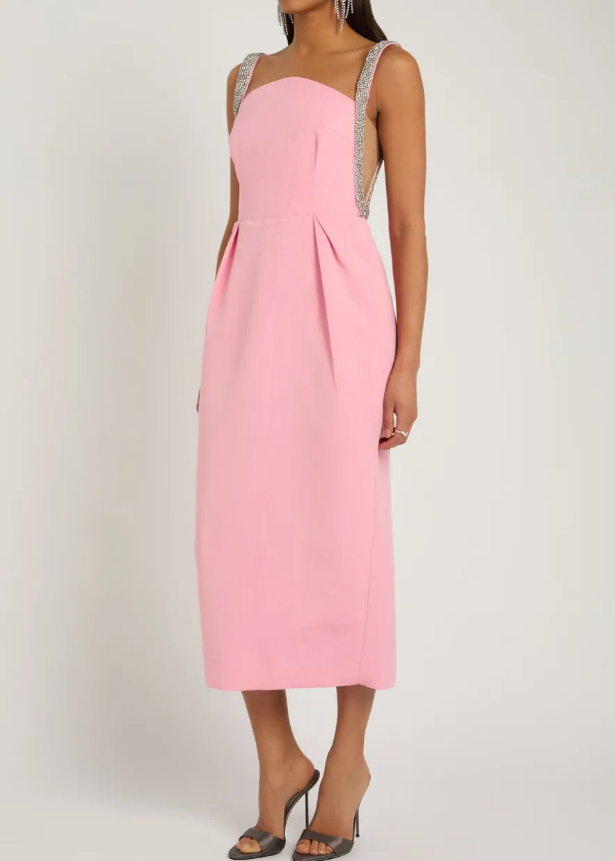 Amaro crystal-embellished satin midi dress