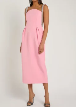 Amaro crystal-embellished satin midi dress