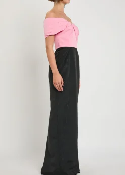 Amaro off-the-shoulder taffeta maxi dress