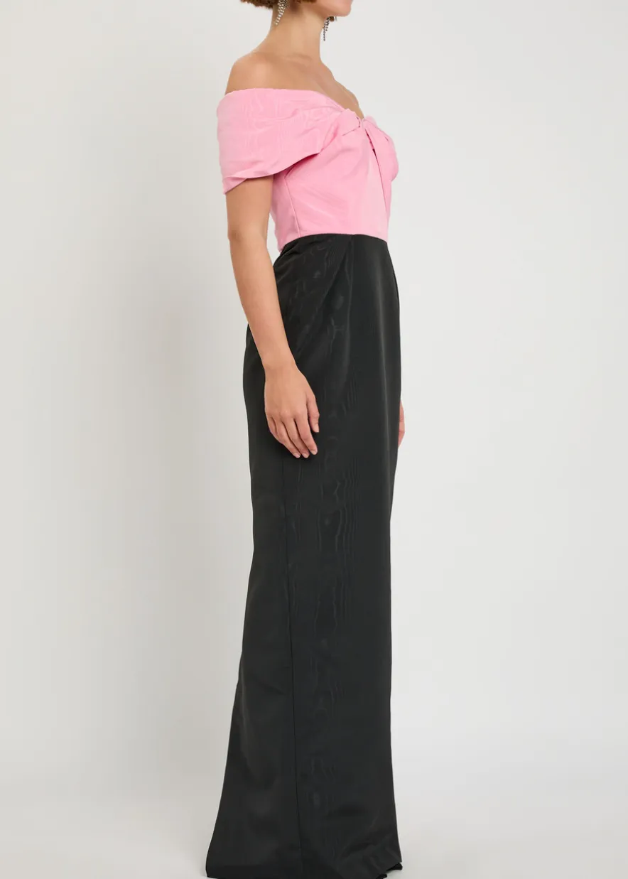 Amaro off-the-shoulder taffeta maxi dress