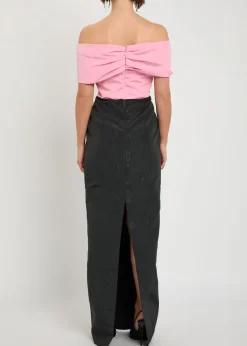 Amaro off-the-shoulder taffeta maxi dress