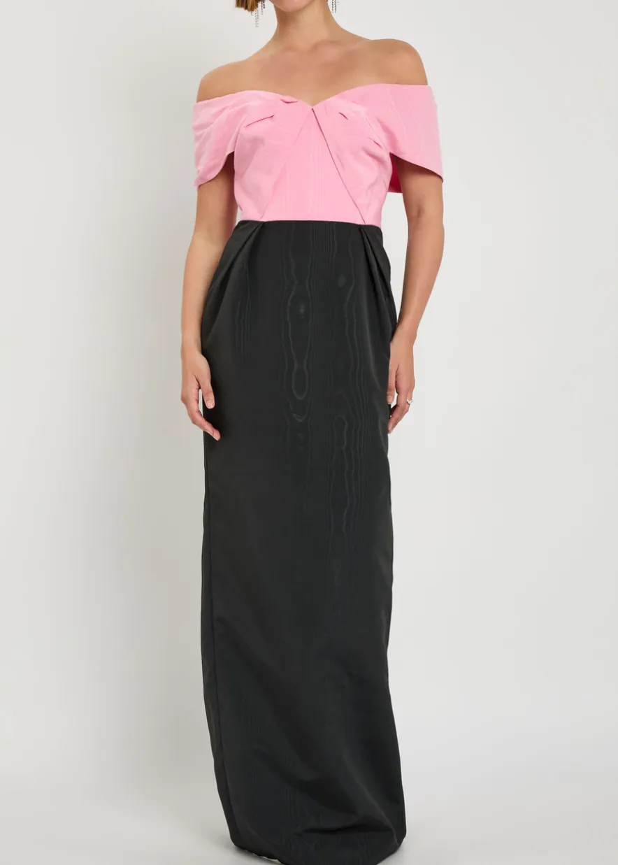 Amaro off-the-shoulder taffeta maxi dress