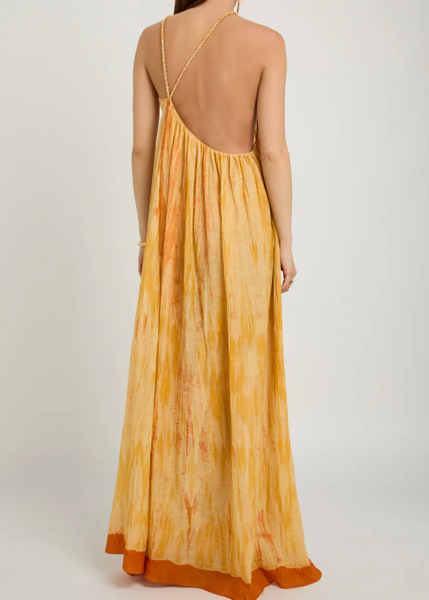 Amaya shibori cotton and silk-blend maxi dress
