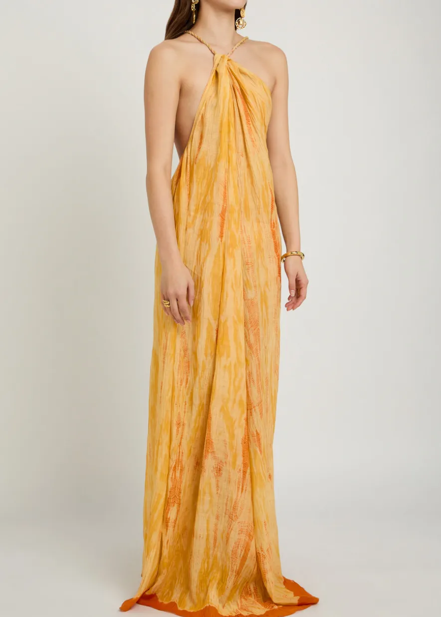 Amaya shibori cotton and silk-blend maxi dress