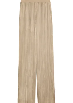 Amber pleated wide-leg satin trousers